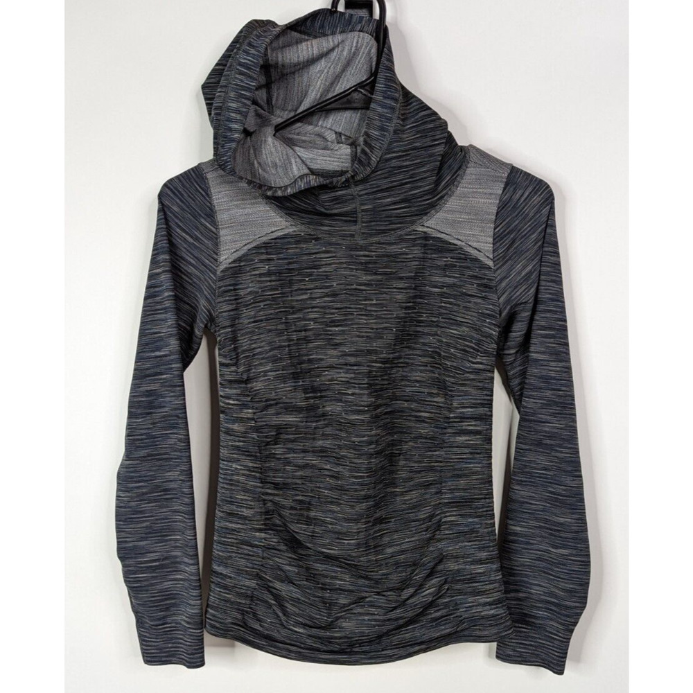 Athleta Women's S Gray Space Dye Radiance Fitted Long Sleeve Active Hoodie Top